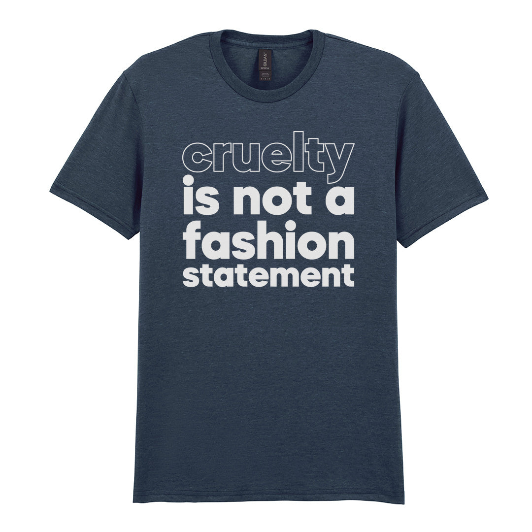 IPRINTOP Cruelty Is Not A Fashion Statement Graphic T-Shirt in Dark Heather - Cruelty Is Not a Fashion Statement