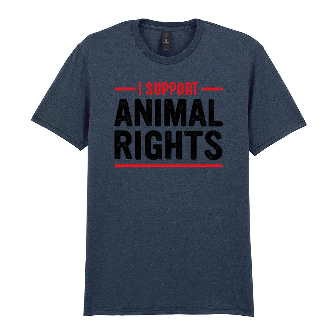 IPRINTOP I Support Animal Rights Graphic T-Shirt in Dark Heather - animal rights lettering