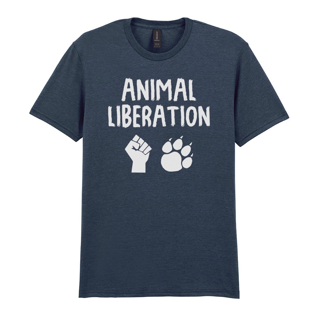 IPRINTOP Animal Liberation Graphic T-Shirt in Dark Heather - raised fist and animal paw