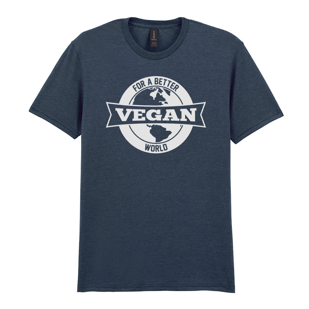 IPRINTOP For Better Vegan World Graphic T-Shirt in Dark Heather - Vegan globe emblem