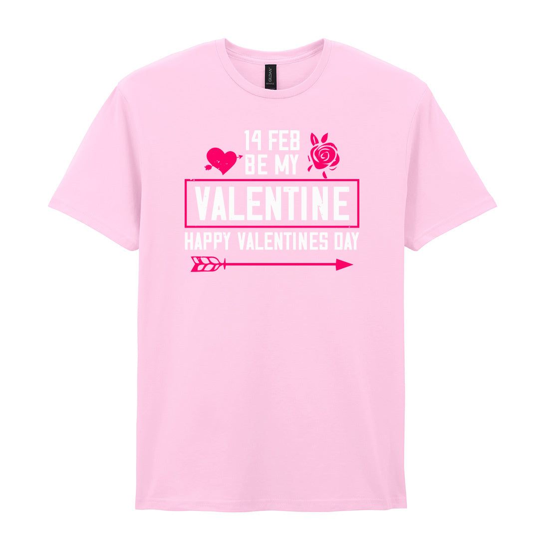 IPRINTOP Be My Valentine Graphic T-Shirt in Light Pink - decorative love-themed lettering