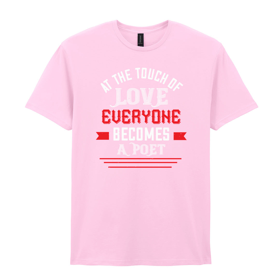 IPRINTOP At the Touch of Love Graphic T-Shirt in Light Pink - white and red poetry quote
