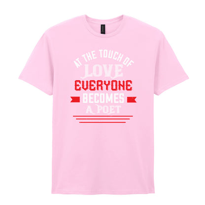 IPRINTOP At the Touch of Love Graphic T-Shirt in Light Pink - white and red poetry quote