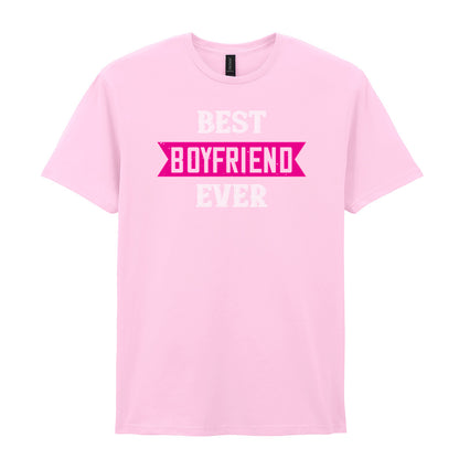 IPRINTOP Best Boyfriend Ever Graphic T-Shirt in Light Pink - pink banner and white lettering