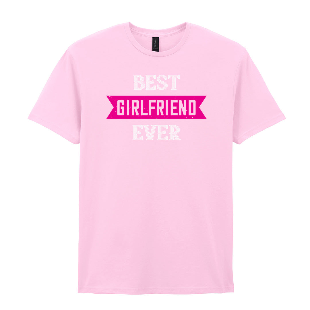 IPRINTOP Best Girlfriend Ever Graphic T-Shirt in Light Pink - pink banner and white lettering
