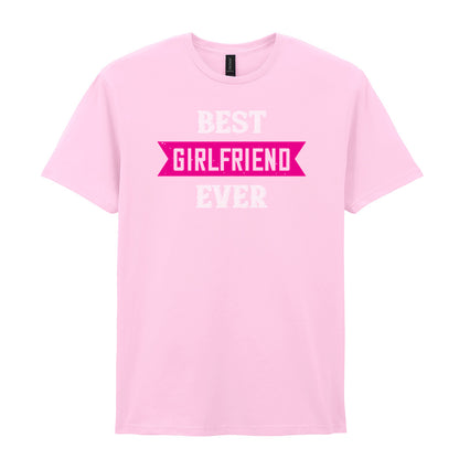 IPRINTOP Best Girlfriend Ever Graphic T-Shirt in Light Pink - pink banner and white lettering