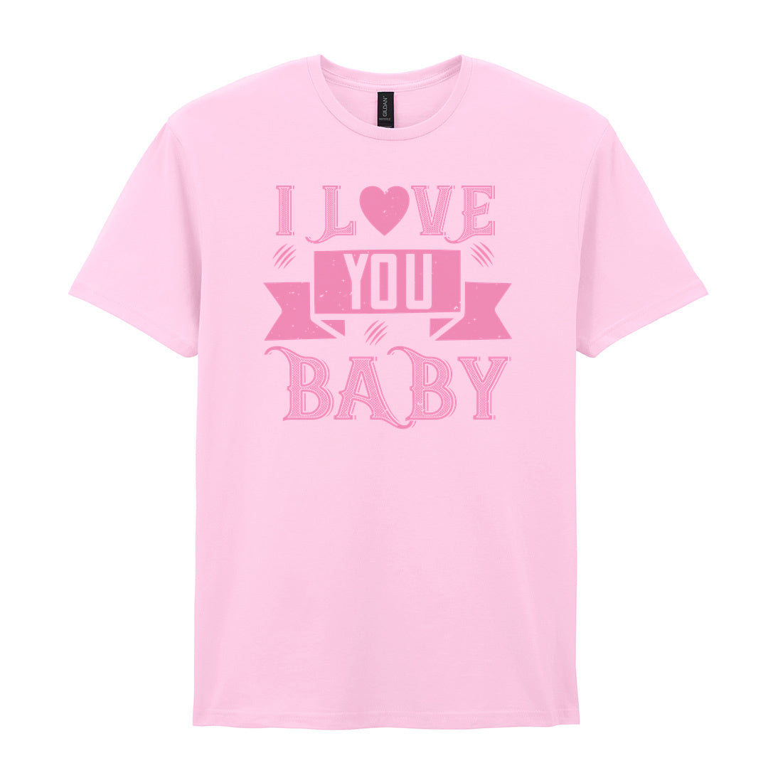 IPRINTOP I Love You Baby Graphic T-Shirt in Light Pink - decorative love-themed lettering