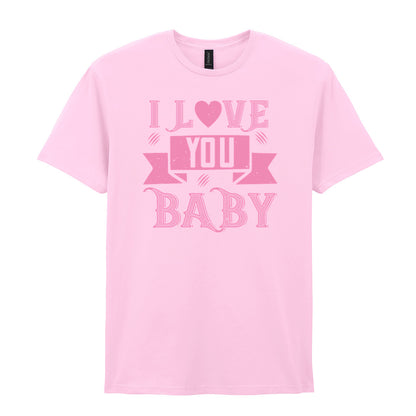 IPRINTOP I Love You Baby Graphic T-Shirt in Light Pink - decorative love-themed lettering