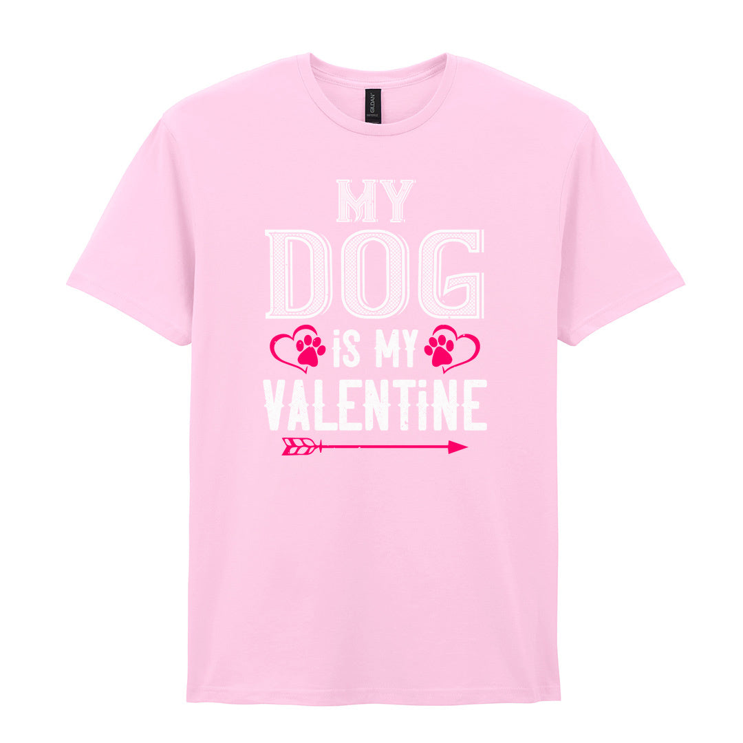 IPRINTOP My Dog Is My Valentine Graphic T-Shirt in Light Pink - heart-shaped paws and an arrow