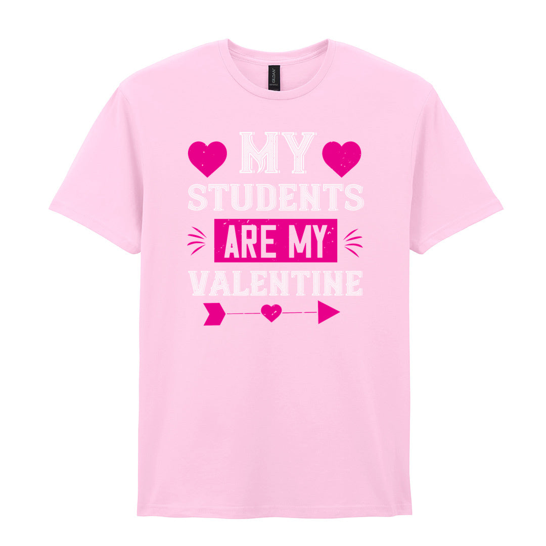 IPRINTOP My Students Are My Valentine Graphic T-Shirt in Light Pink - decorative love-themed lettering