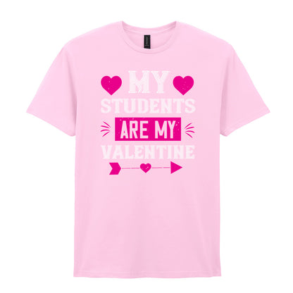 IPRINTOP My Students Are My Valentine Graphic T-Shirt in Light Pink - decorative love-themed lettering