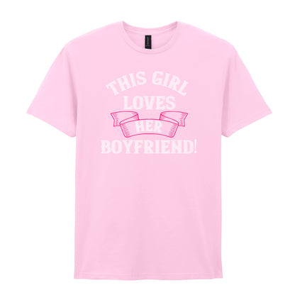 IPRINTOP This Girl Loves Her Boyfriend Graphic T-Shirt in Light Pink - decorative love-themed lettering
