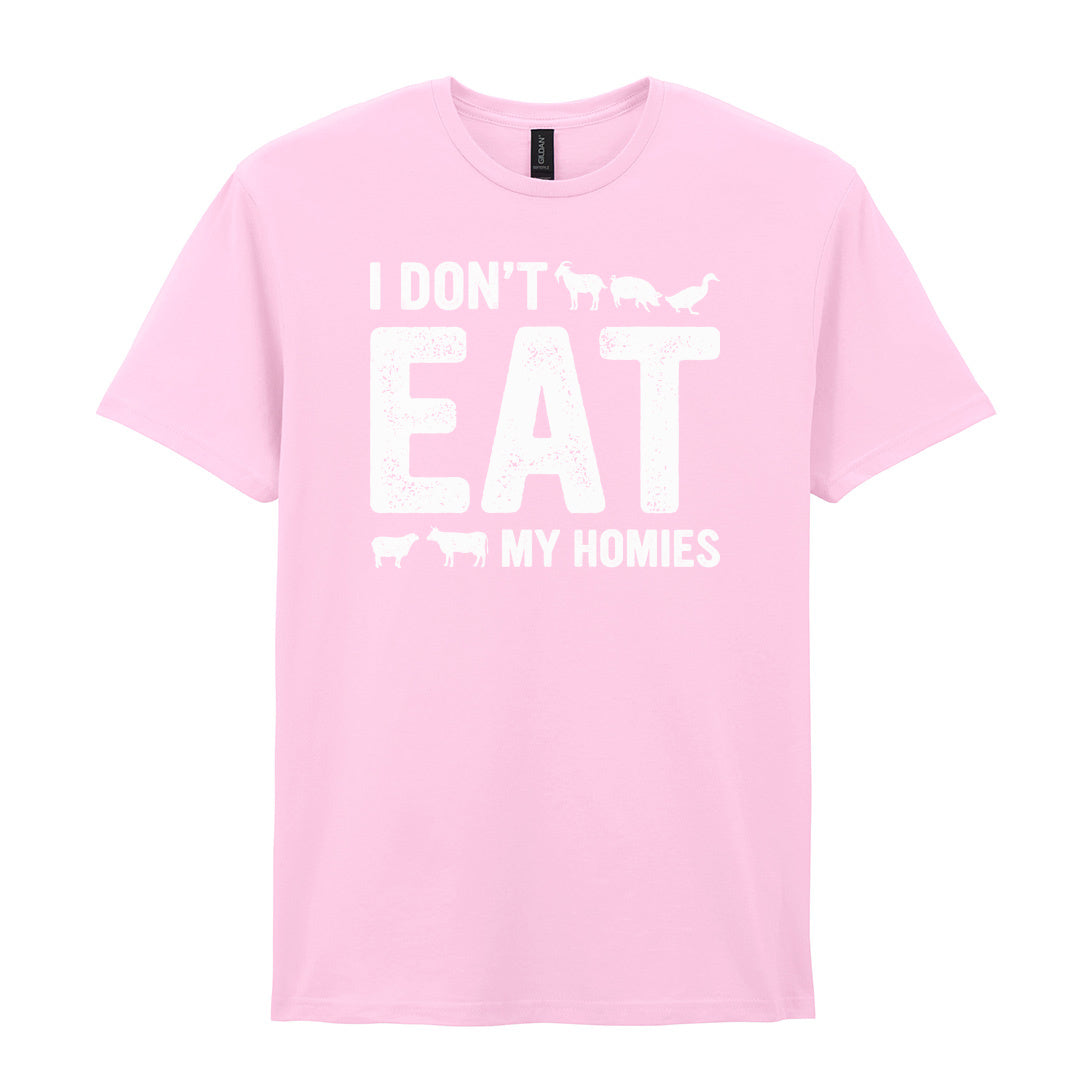 IPRINTOP I Don't Like My Homies Graphic T-Shirt in Light Pink - I Don't Eat My Homies animal lettering