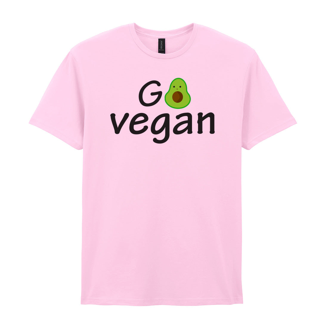 IPRINTOP Vegan Vibes Graphic T-Shirt in Light Pink - Go Vegan avocado lettering