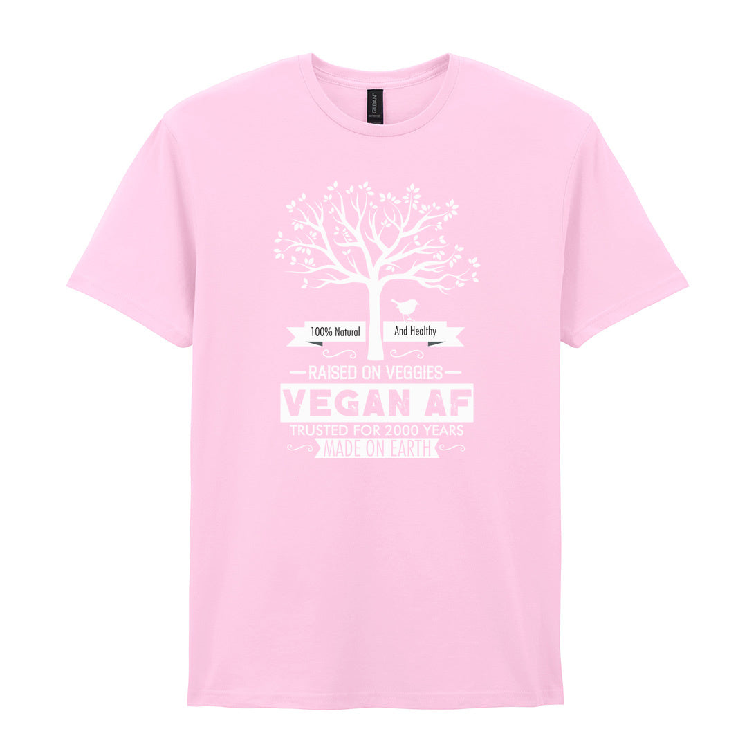 IPRINTOP 100% Natural and Healthy Graphic T-Shirt in Light Pink - tree and Vegan AF lettering