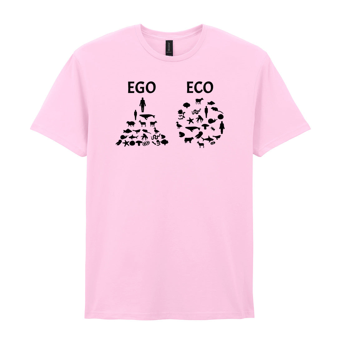 IPRINTOP Embrace Vegan Vibes Graphic T-Shirt in Light Pink - Ego and Eco animal diagrams