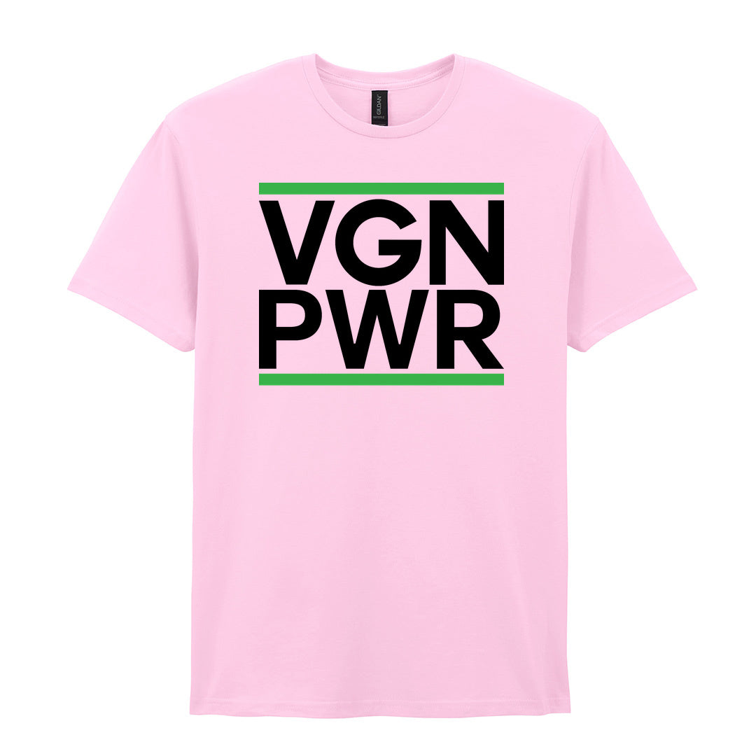 IPRINTOP VGN PWR Graphic T-Shirt in Light Pink - VGN PWR lettering with green stripes