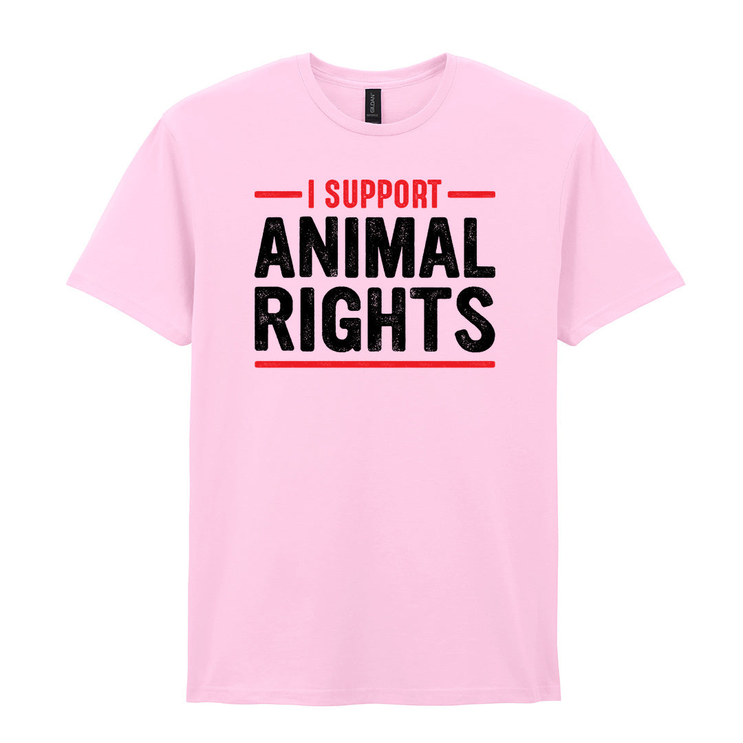 IPRINTOP I Support Animal Rights Graphic T-Shirt in Light Pink - animal rights lettering