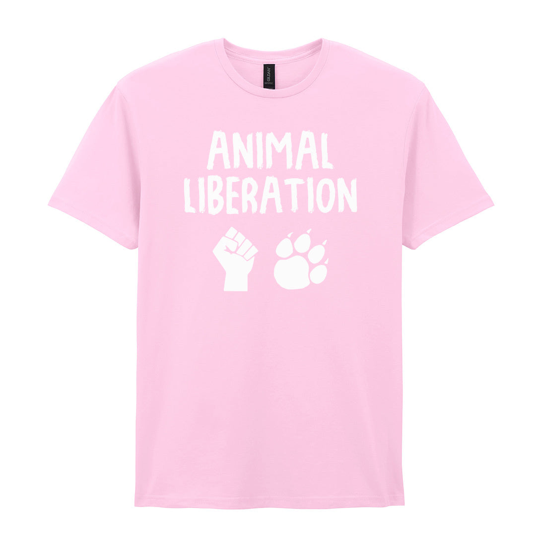 IPRINTOP Animal Liberation Graphic T-Shirt in Light Pink - raised fist and animal paw
