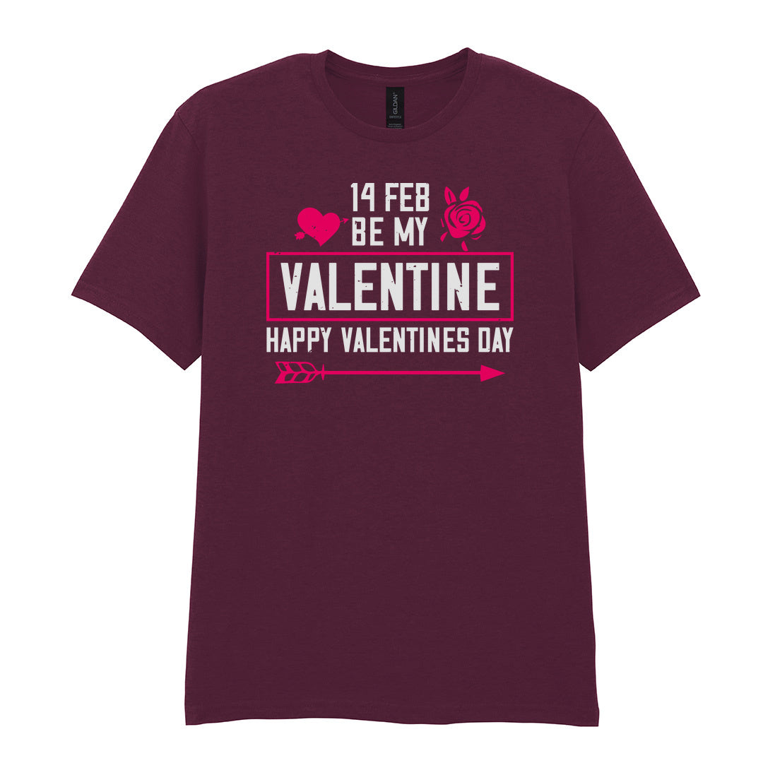 IPRINTOP Be My Valentine Graphic T-Shirt in Maroon - decorative love-themed lettering