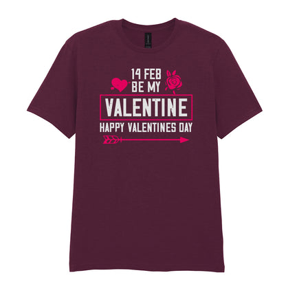 IPRINTOP Be My Valentine Graphic T-Shirt in Maroon - decorative love-themed lettering