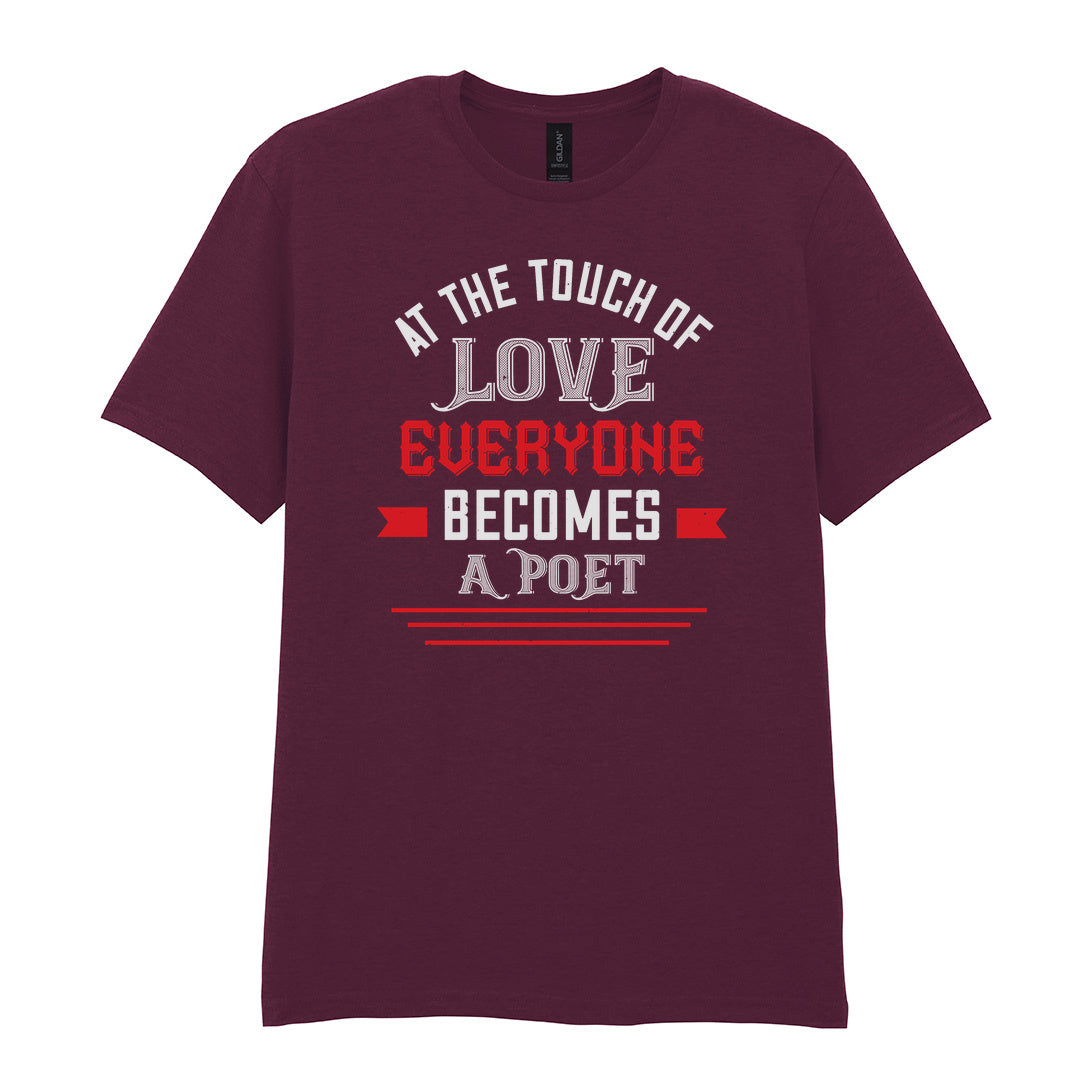 IPRINTOP At the Touch of Love Graphic T-Shirt in Maroon - white and red poetry quote