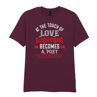 IPRINTOP At the Touch of Love Graphic T-Shirt in Maroon - white and red poetry quote