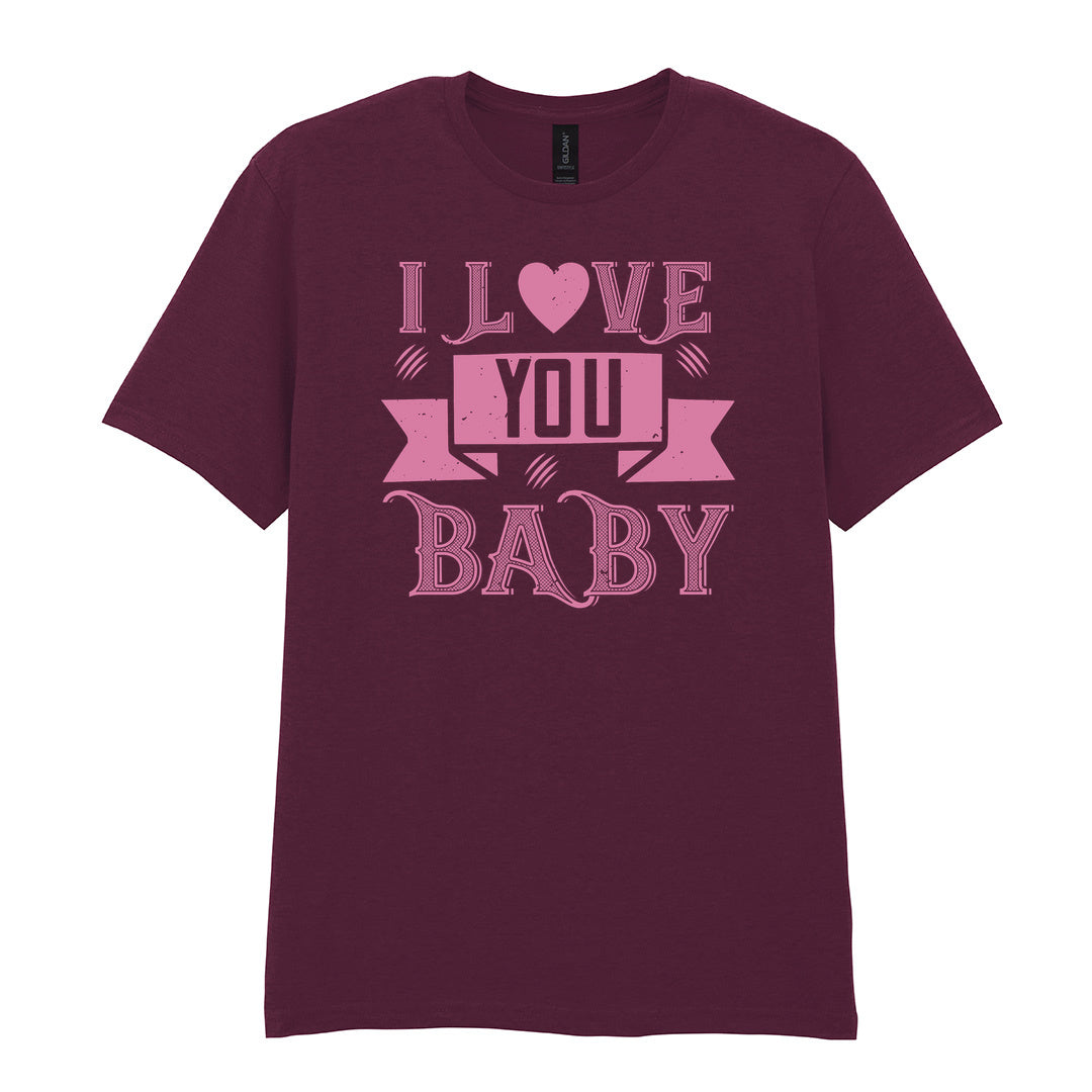 IPRINTOP I Love You Baby Graphic T-Shirt in Maroon - decorative love-themed lettering