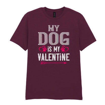 IPRINTOP My Dog Is My Valentine Graphic T-Shirt in Maroon - heart-shaped paws and an arrow