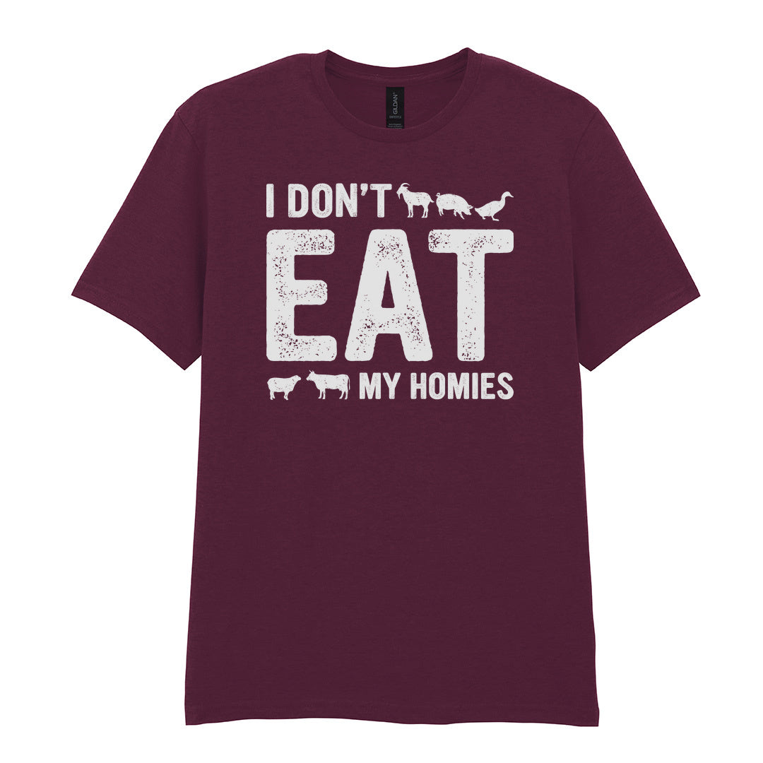 IPRINTOP I Don't Like My Homies Graphic T-Shirt in Maroon - I Don't Eat My Homies animal lettering