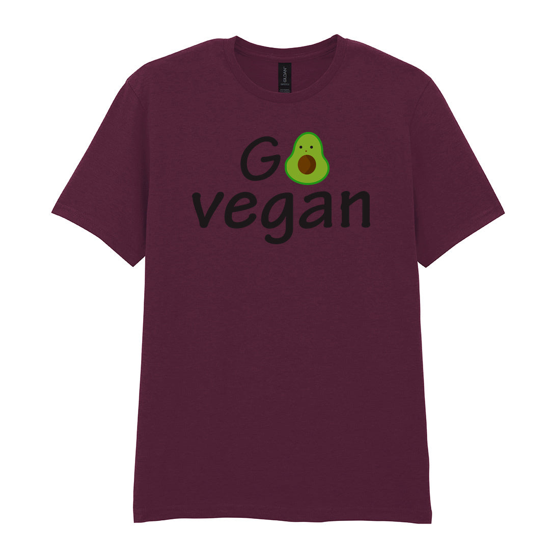 IPRINTOP Vegan Vibes Graphic T-Shirt in Maroon - Go Vegan avocado lettering