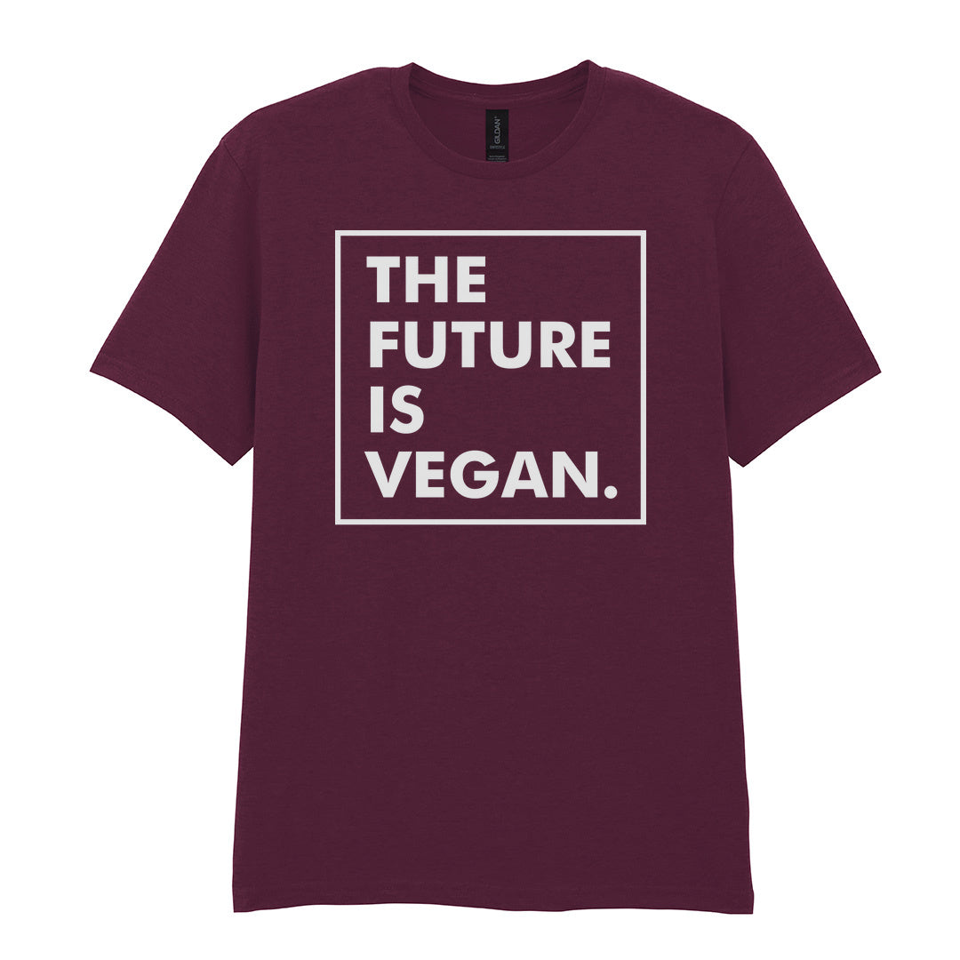 IPRINTOP The Future Is Vegan Graphic T-Shirt in Maroon - The Future Is Vegan framed lettering