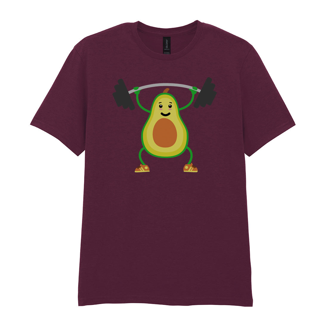 IPRINTOP Vegan Lift Weights Graphic T-Shirt in Maroon - avocado lifting weights