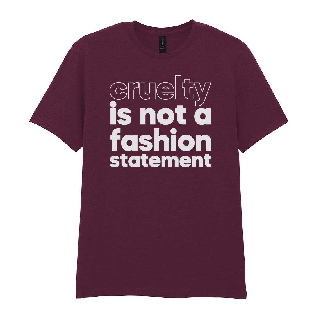 IPRINTOP Cruelty Is Not A Fashion Statement Graphic T-Shirt in Maroon - Cruelty Is Not a Fashion Statement