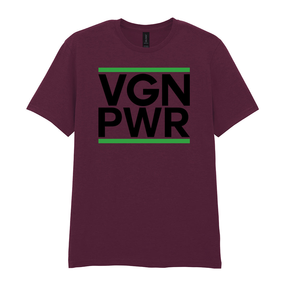 IPRINTOP VGN PWR Graphic T-Shirt in Maroon - VGN PWR lettering with green stripes