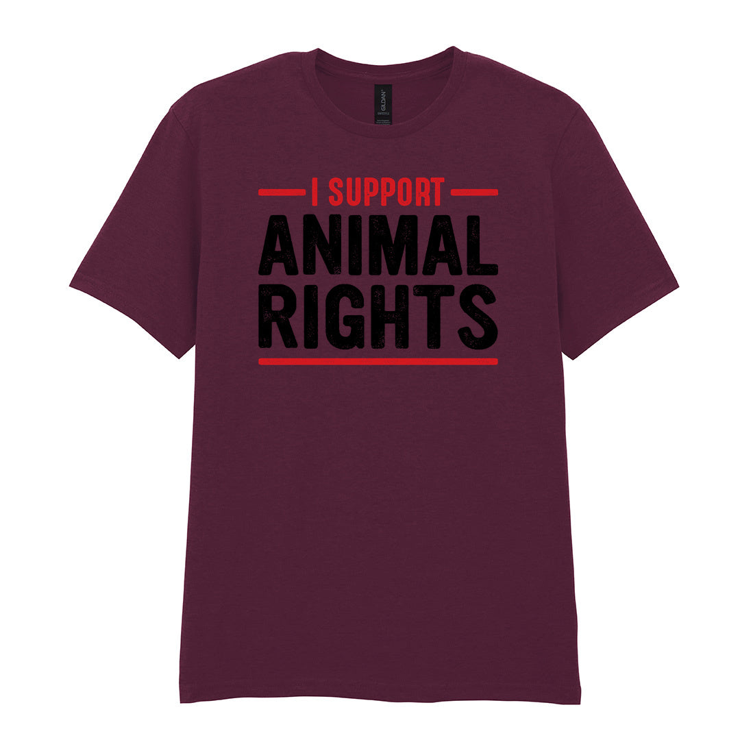 IPRINTOP I Support Animal Rights Graphic T-Shirt in Maroon - animal rights lettering