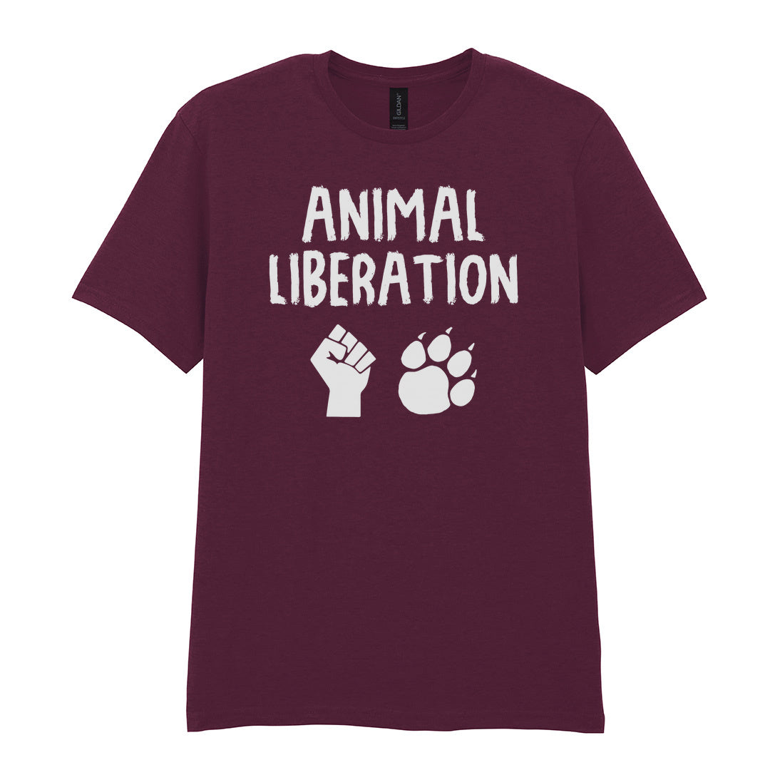 IPRINTOP Animal Liberation Graphic T-Shirt in Maroon - raised fist and animal paw