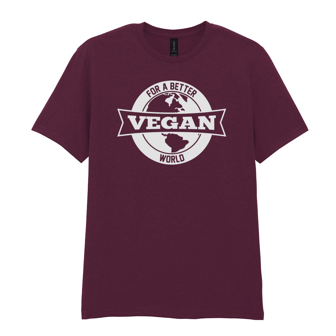 IPRINTOP For Better Vegan World Graphic T-Shirt in Maroon - Vegan globe emblem