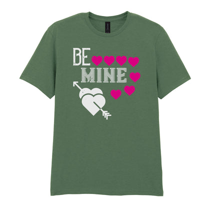 IPRINTOP Be Mine Graphic T-Shirt in Military Green - decorative love-themed lettering