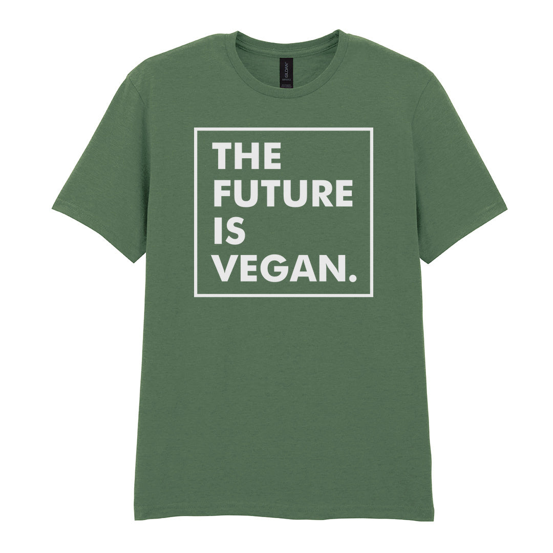 IPRINTOP The Future Is Vegan Graphic T-Shirt in Military Green - The Future Is Vegan framed lettering