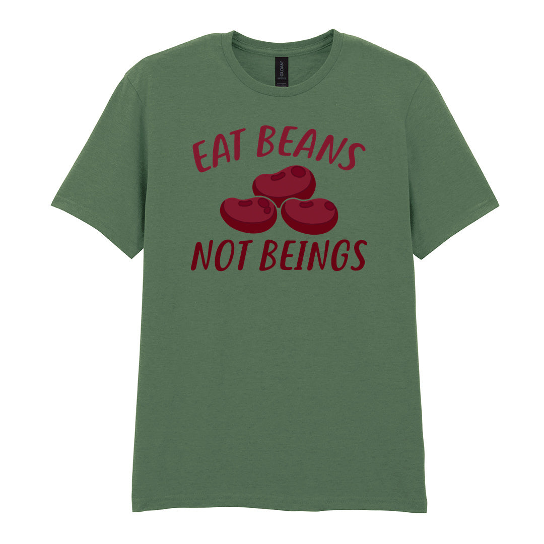 IPRINTOP Eat Beans Not Beings Graphic T-Shirt in Military Green - red beans and Eat Beans Not Beings