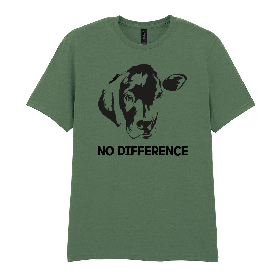 IPRINTOP No Difference Graphic T-Shirt in Military Green - cow and dog face illustration