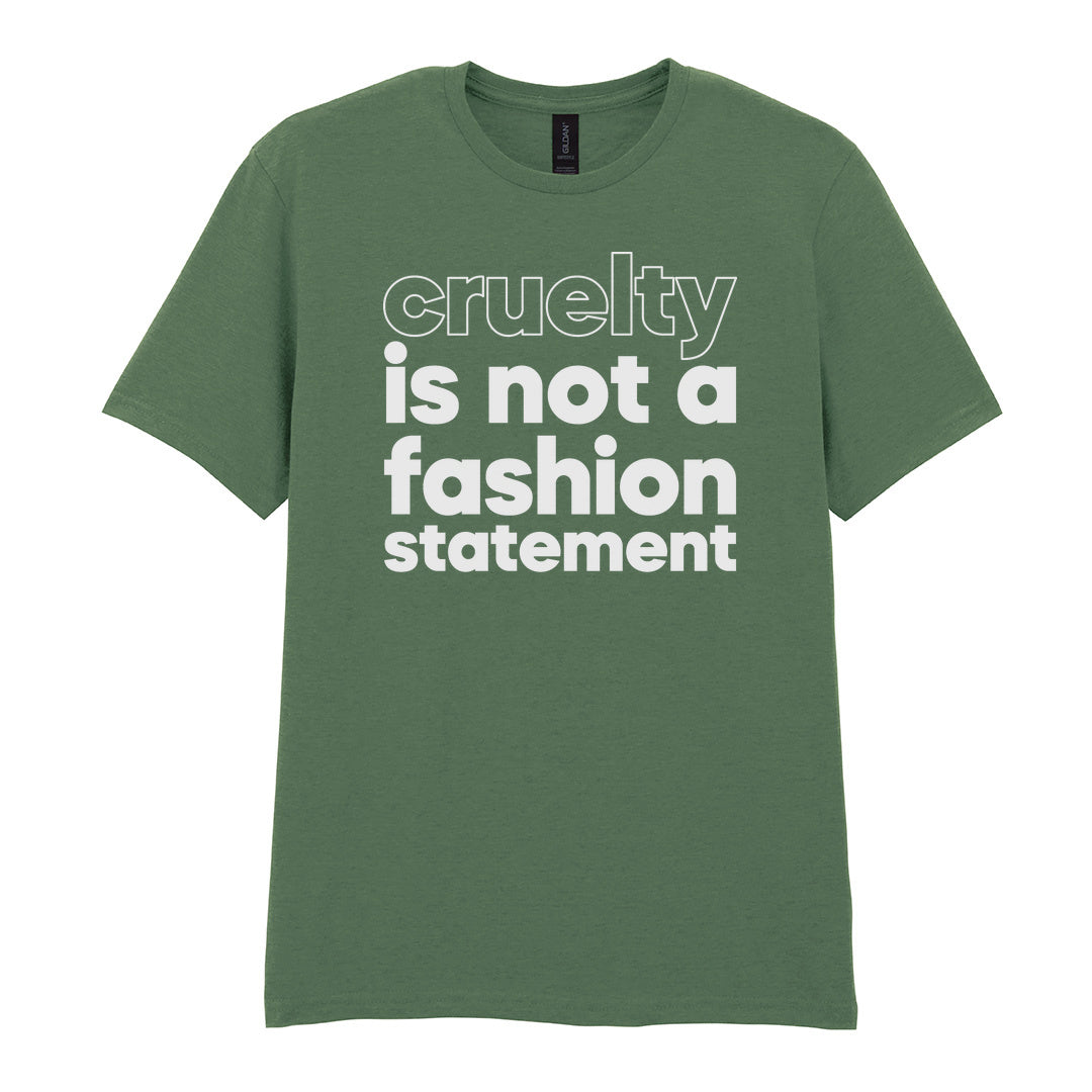 IPRINTOP Cruelty Is Not A Fashion Statement Graphic T-Shirt in Military Green - Cruelty Is Not a Fashion Statement