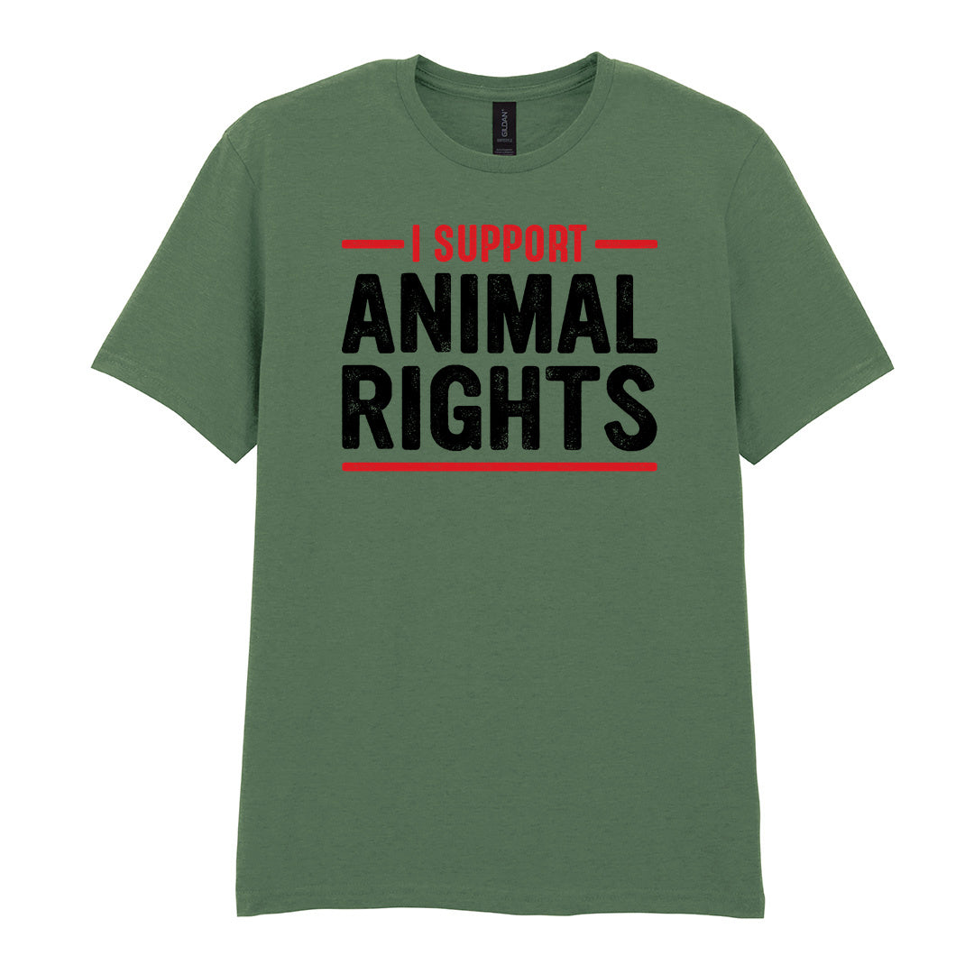 IPRINTOP I Support Animal Rights Graphic T-Shirt in Military Green - animal rights lettering