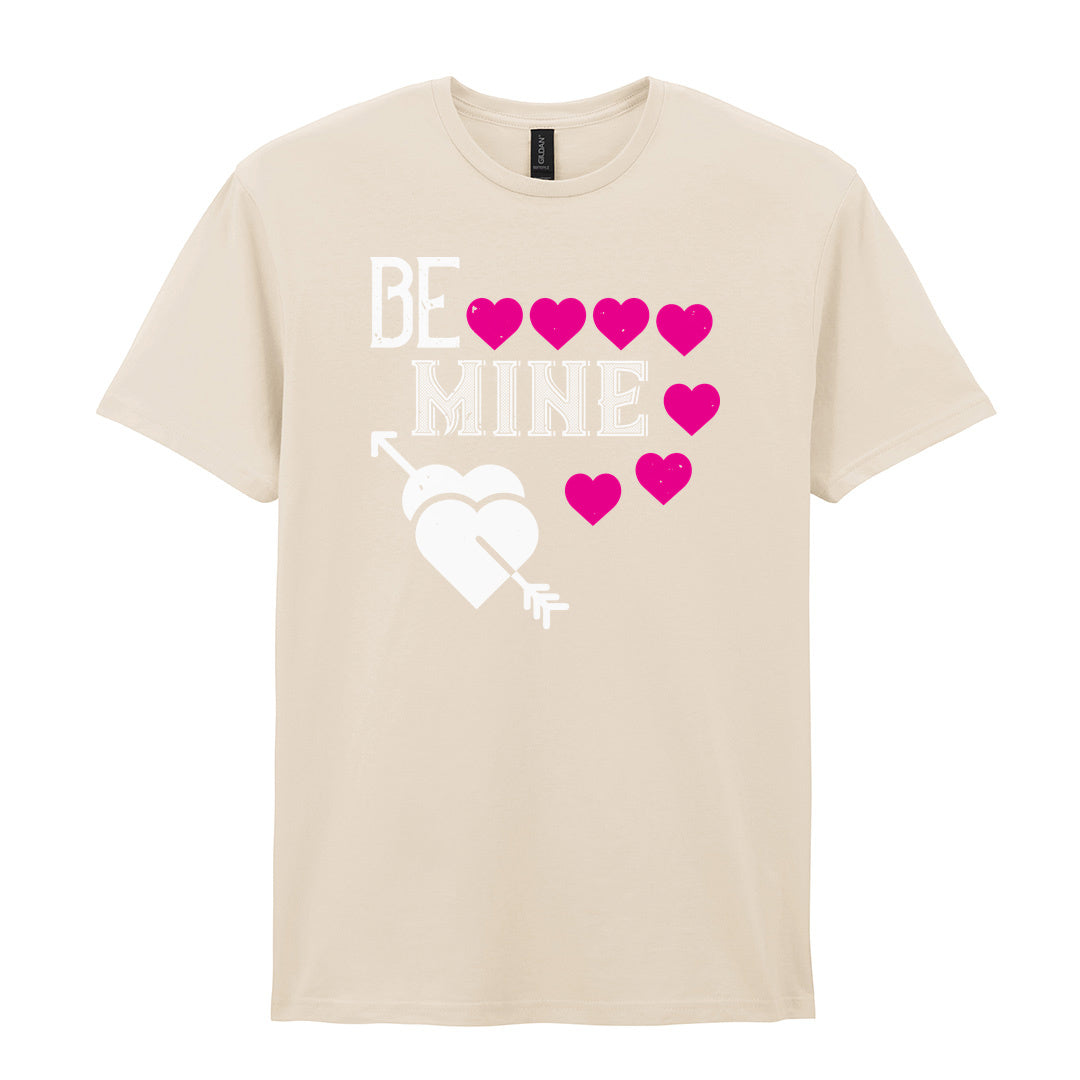 IPRINTOP Be Mine Graphic T-Shirt in Natural - decorative love-themed lettering