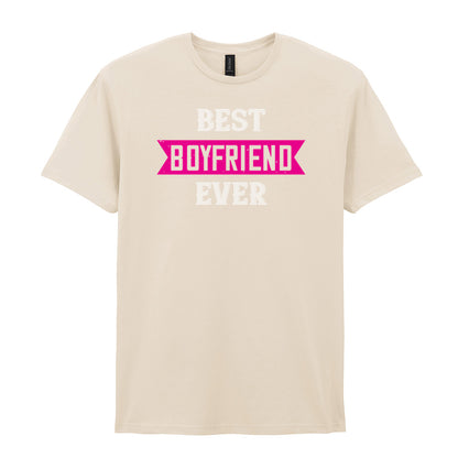 IPRINTOP Best Boyfriend Ever Graphic T-Shirt in Natural - pink banner and white lettering