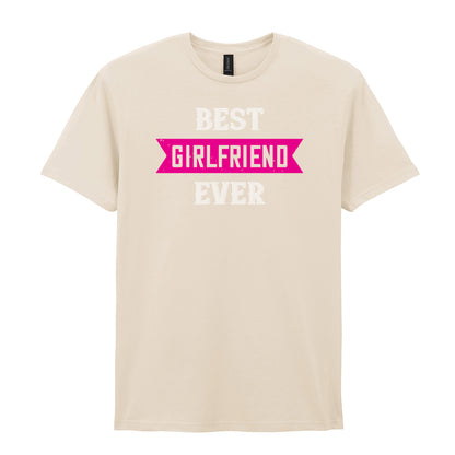 IPRINTOP Best Girlfriend Ever Graphic T-Shirt in Natural - pink banner and white lettering
