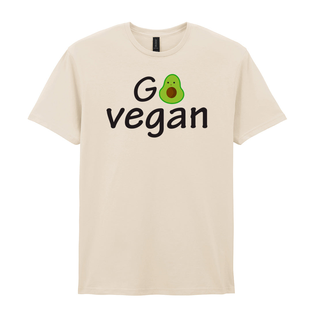 IPRINTOP Vegan Vibes Graphic T-Shirt in Natural - Go Vegan avocado lettering