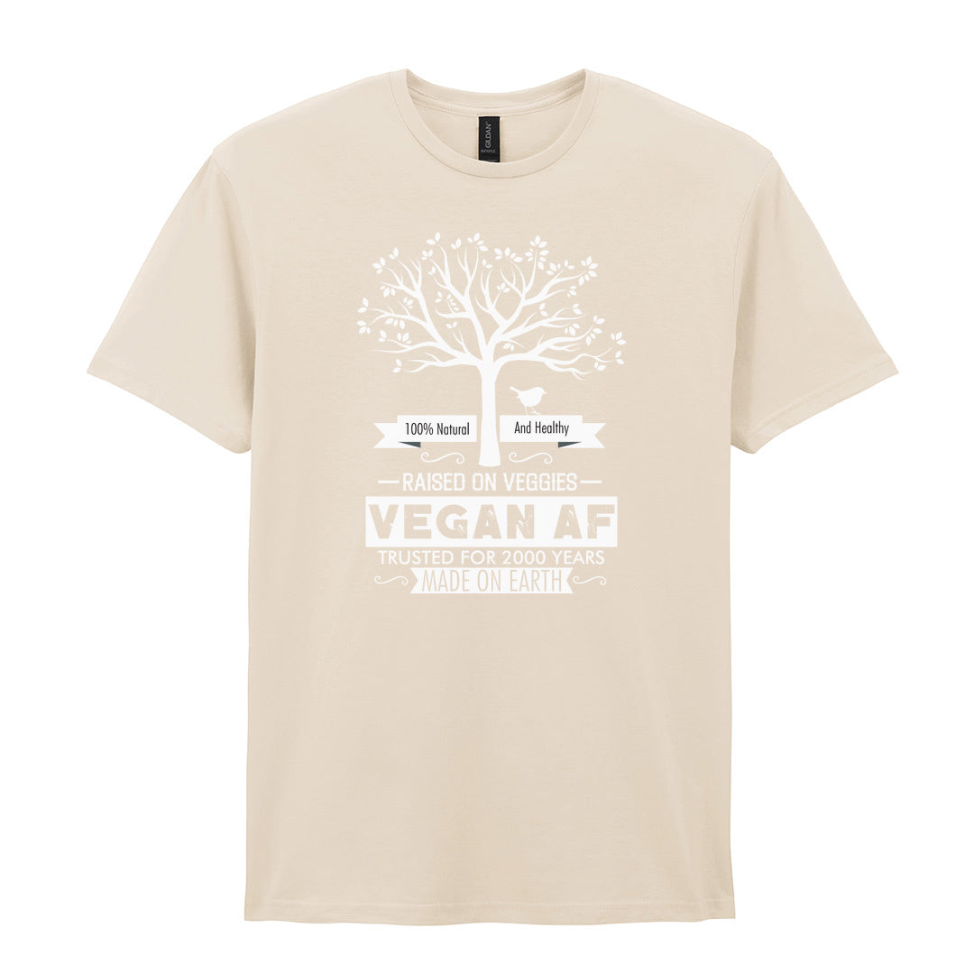 IPRINTOP 100% Natural and Healthy Graphic T-Shirt in Natural - tree and Vegan AF lettering
