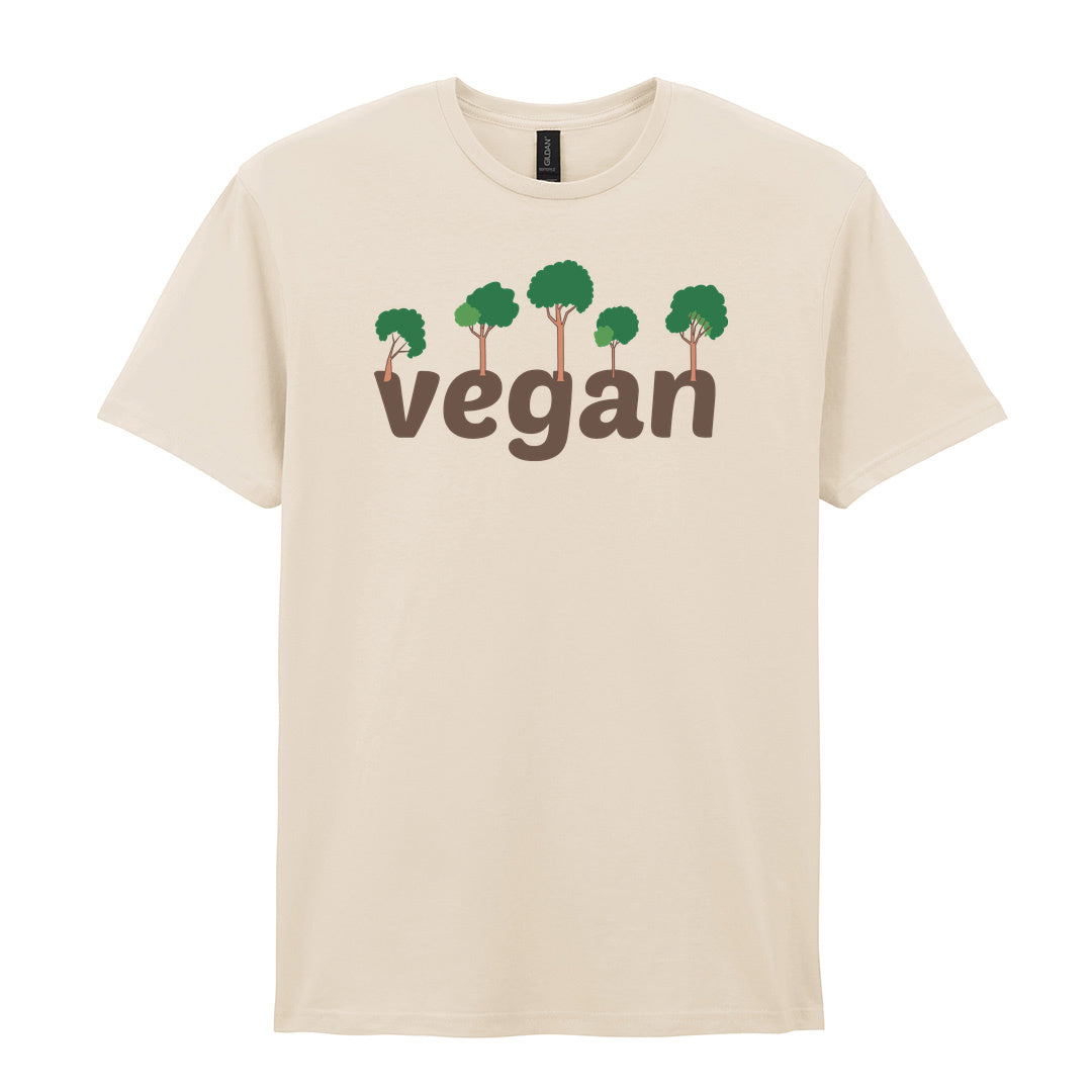 IPRINTOP Embrace Vegan Vibes Graphic T-Shirt in Natural - Vegan wordmark with trees